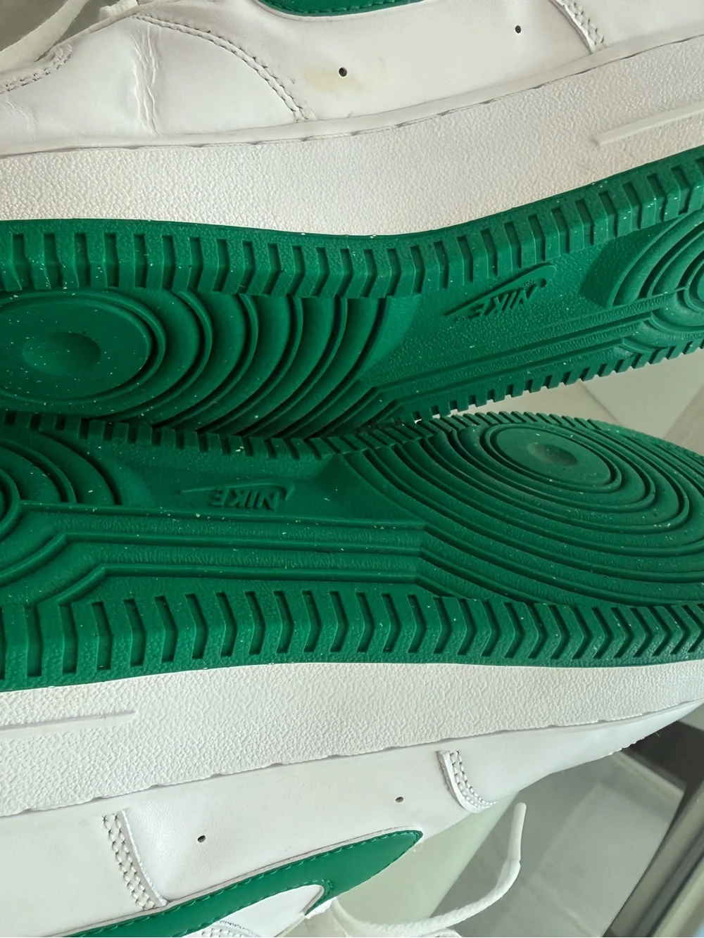 Nike Air Force 1 White and Green Leather Sneakers